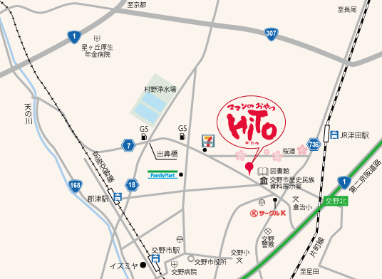 ママンのおやつHiTOへのアクセスマップ